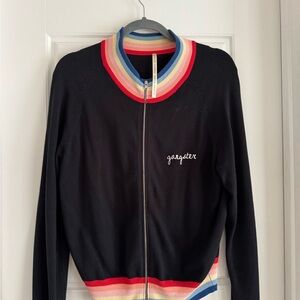 Spiritual Gangster “Love is so Gangster” Zip-Up Sweater with Multicolor Stripes